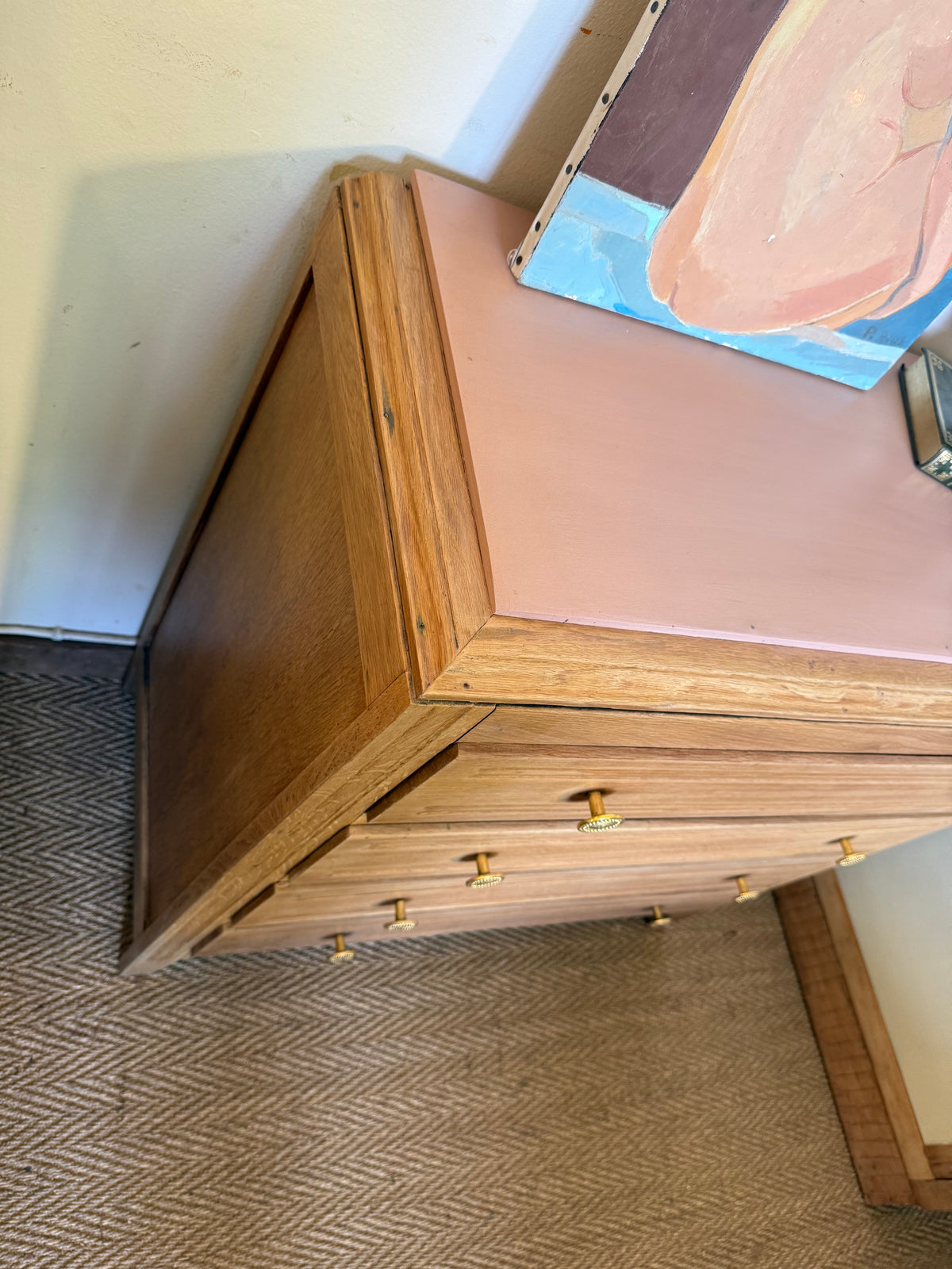 Commode vintage poignées dorées