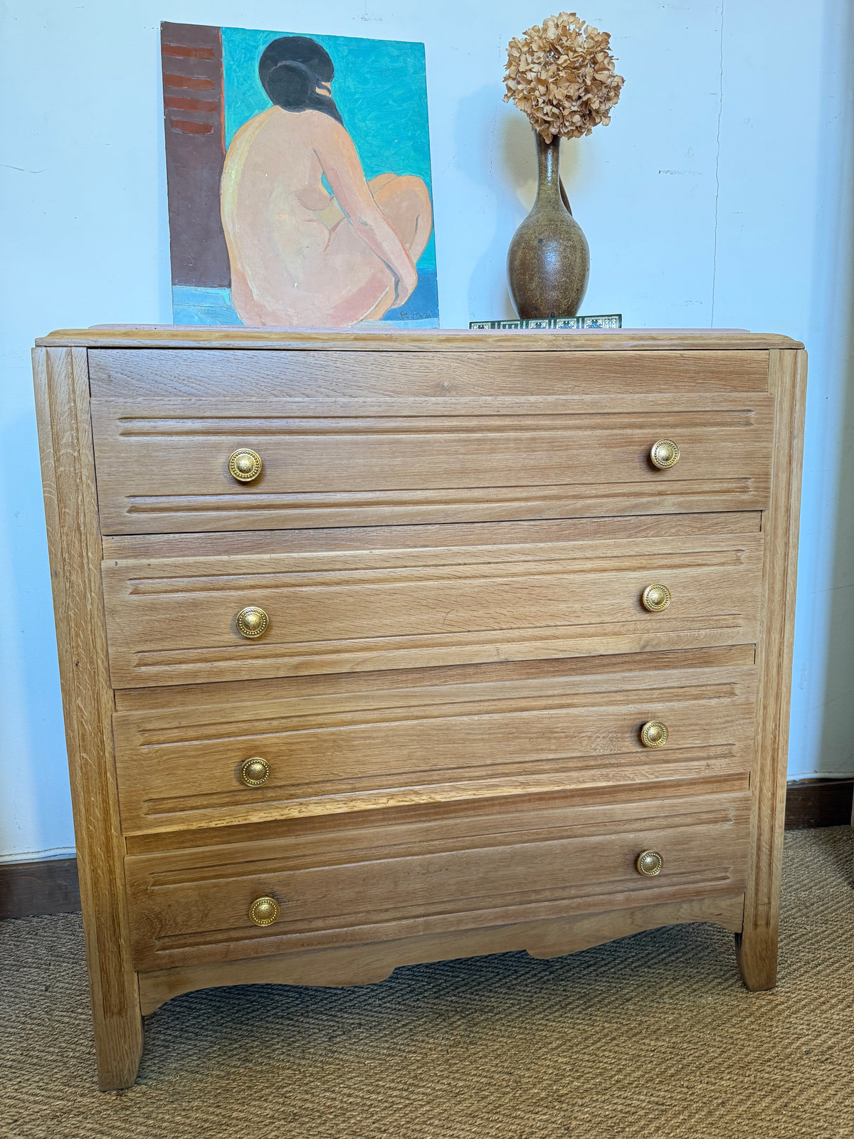 Commode vintage poignées dorées