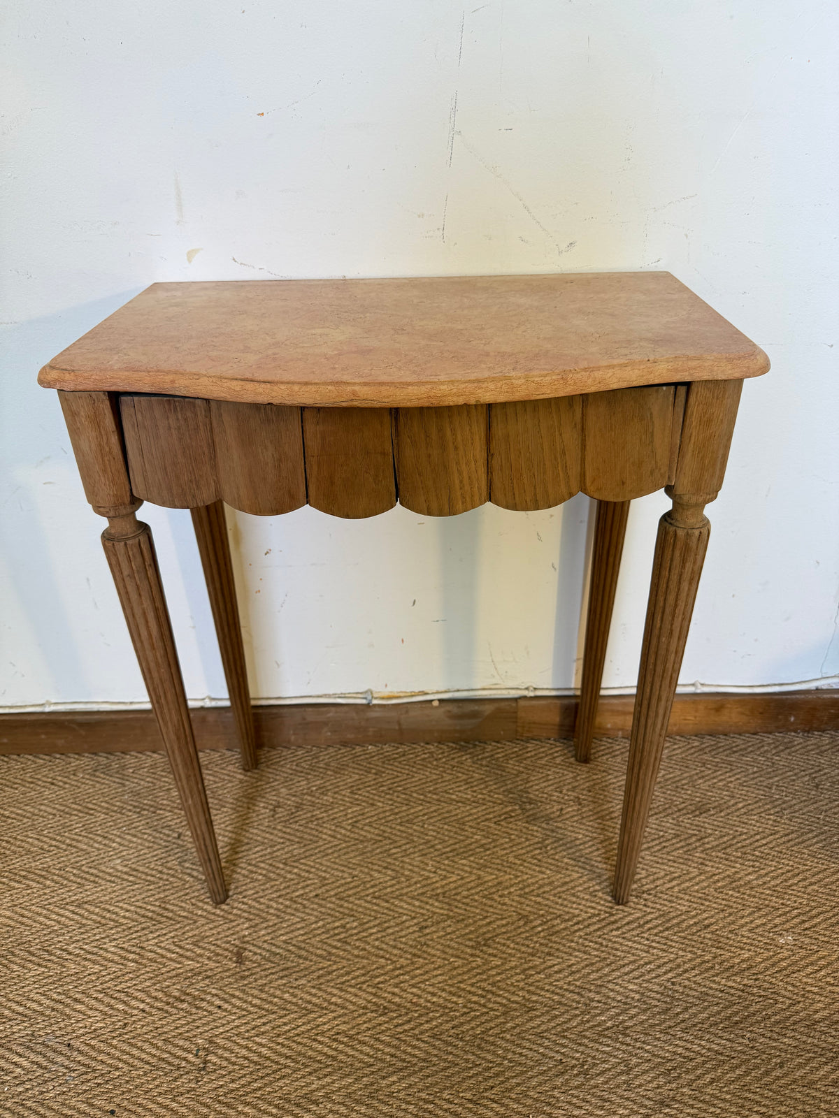 Console desserte Art déco en bois et marbre