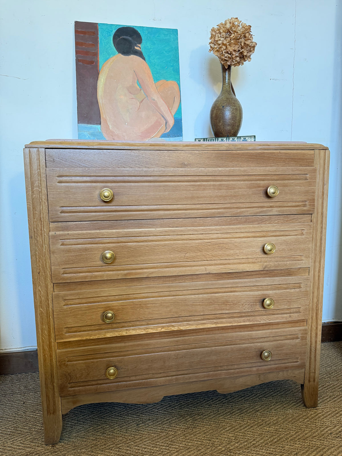 Commode vintage poignées dorées