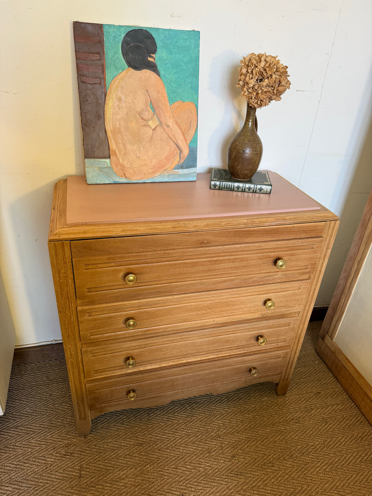 Commode vintage poignées dorées