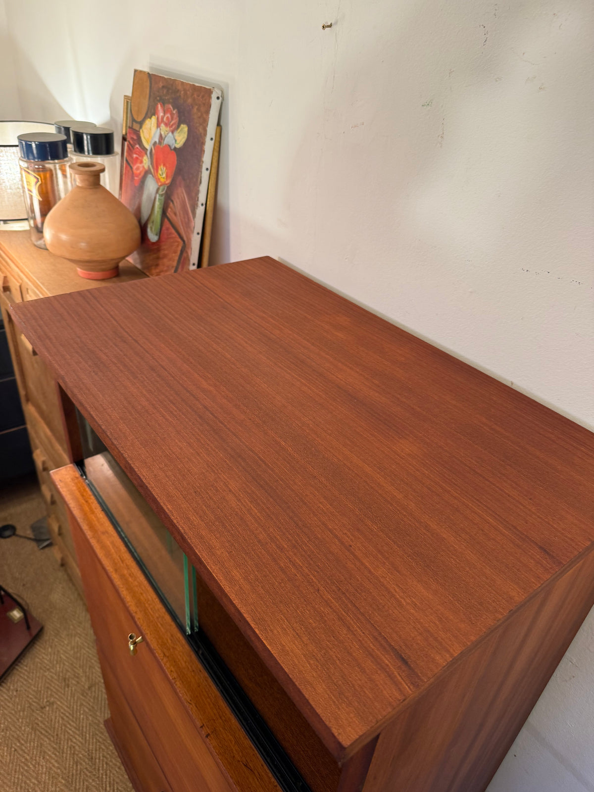 Secrétaire vintage en placage acajou