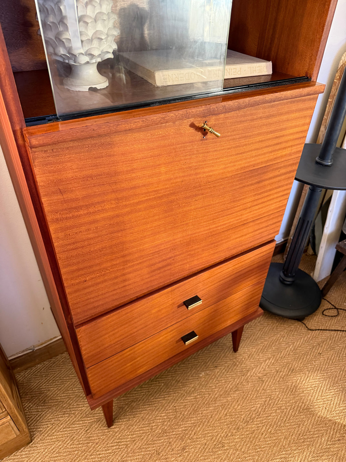 Secrétaire vintage en placage acajou