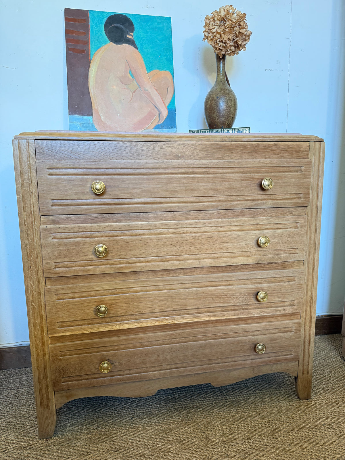 Commode vintage poignées dorées