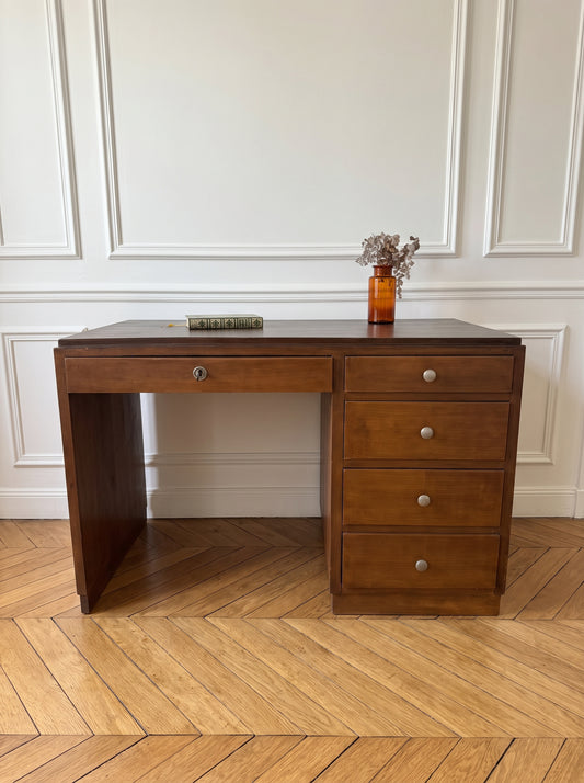 Bureau art déco en bois et placage de noyer