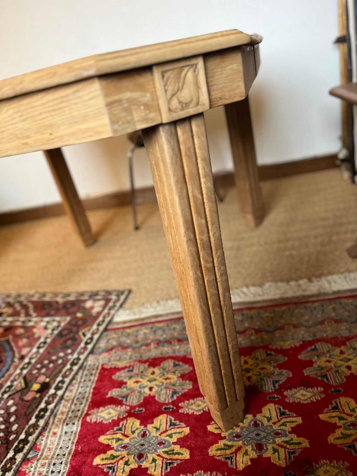 Table à manger art déco extensible en bois