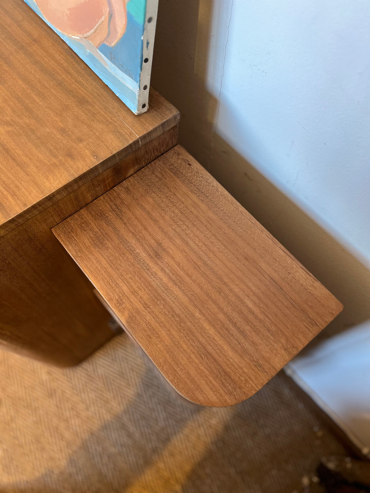 Meuble bar buffet art déco bois massif lignes arrondies
