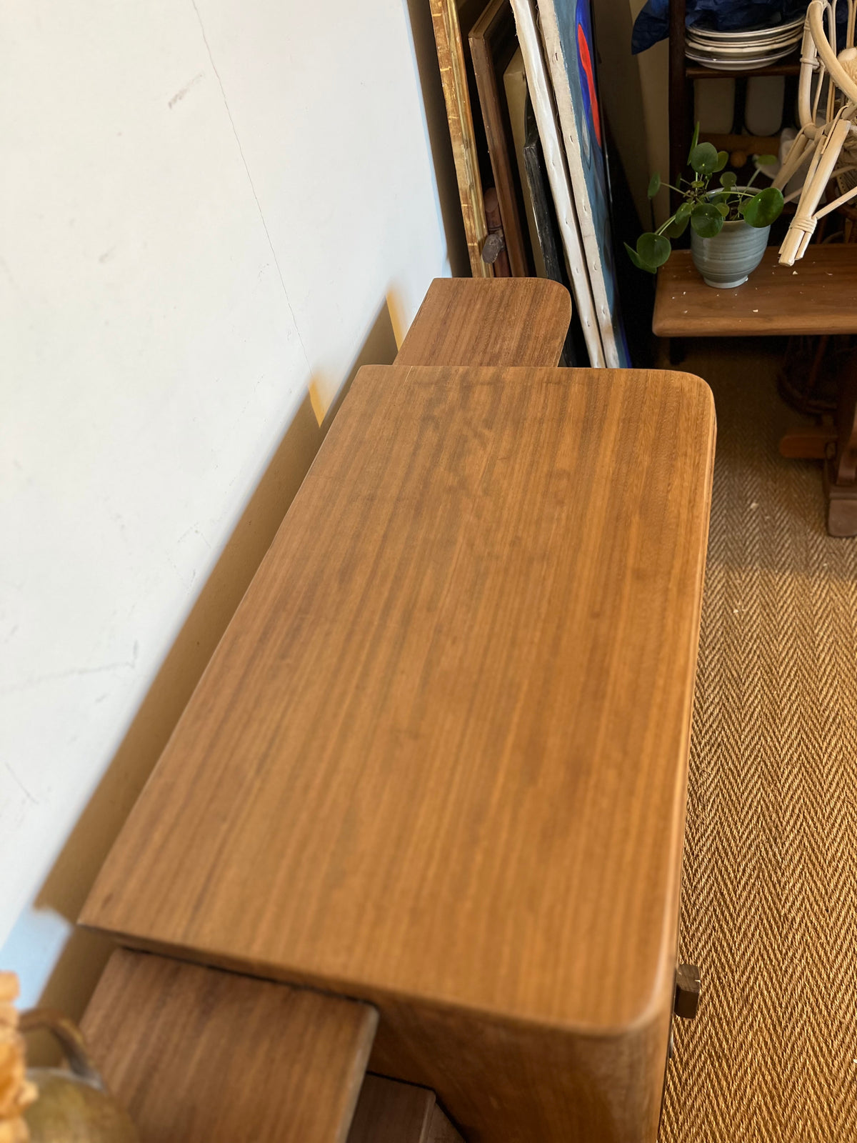 Meuble bar buffet art déco bois massif lignes arrondies