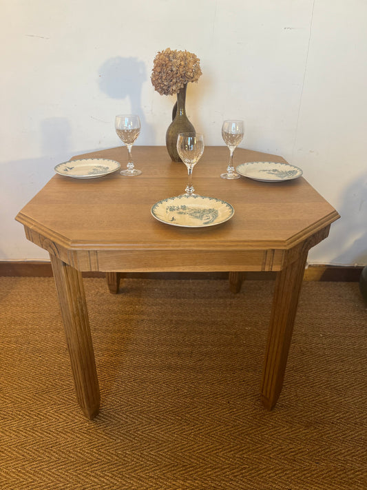 Table de salle à manger en bois art déco extensible (4/8 places)