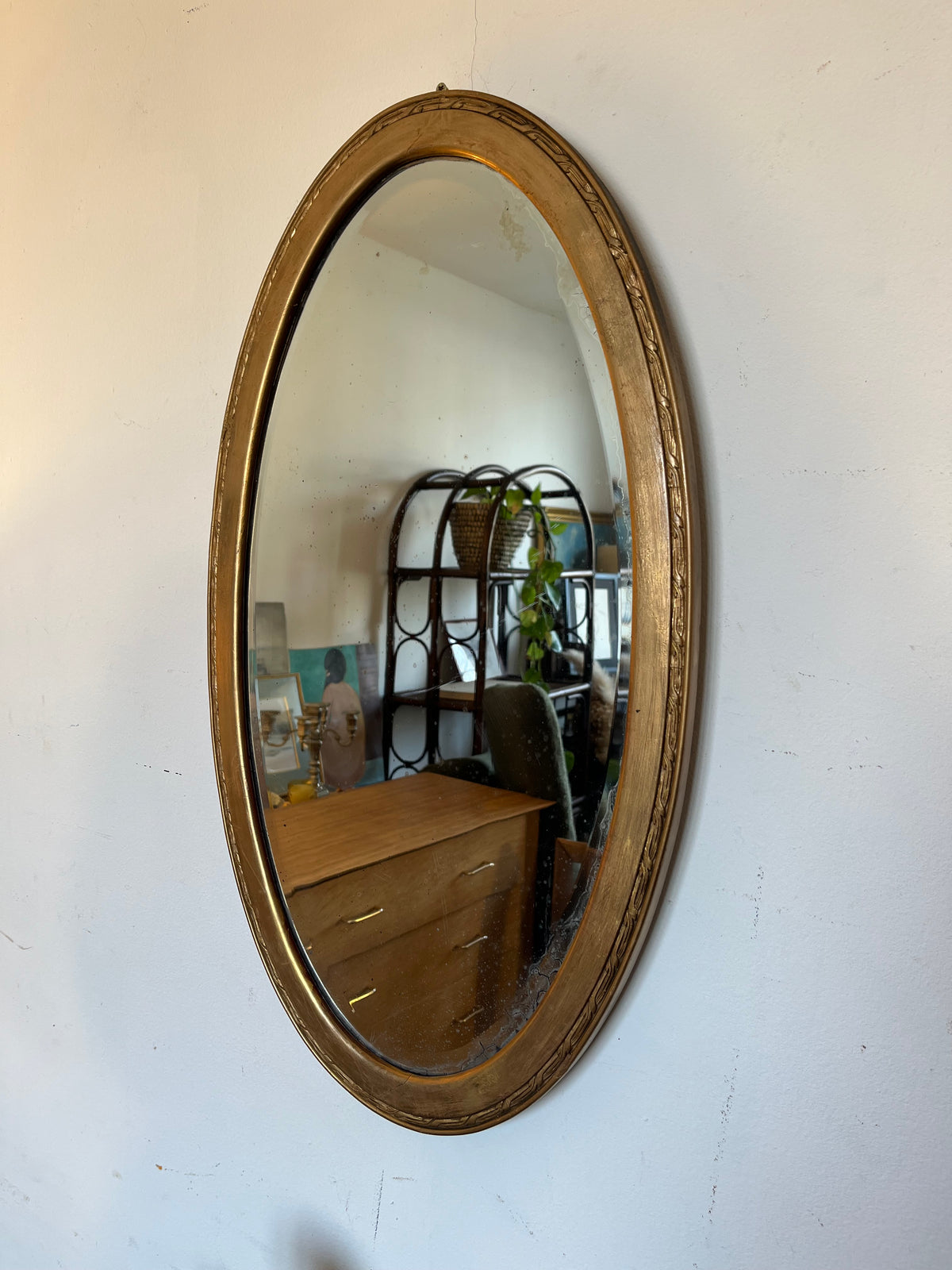 Miroir ovale vintage doré