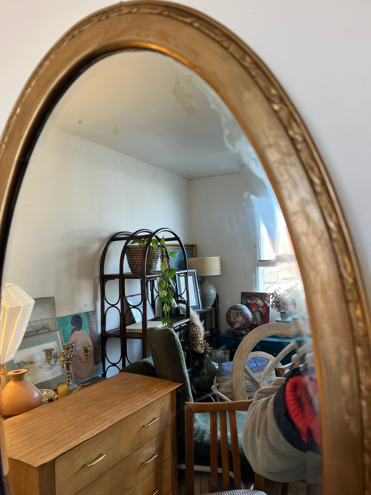 Miroir ovale vintage doré