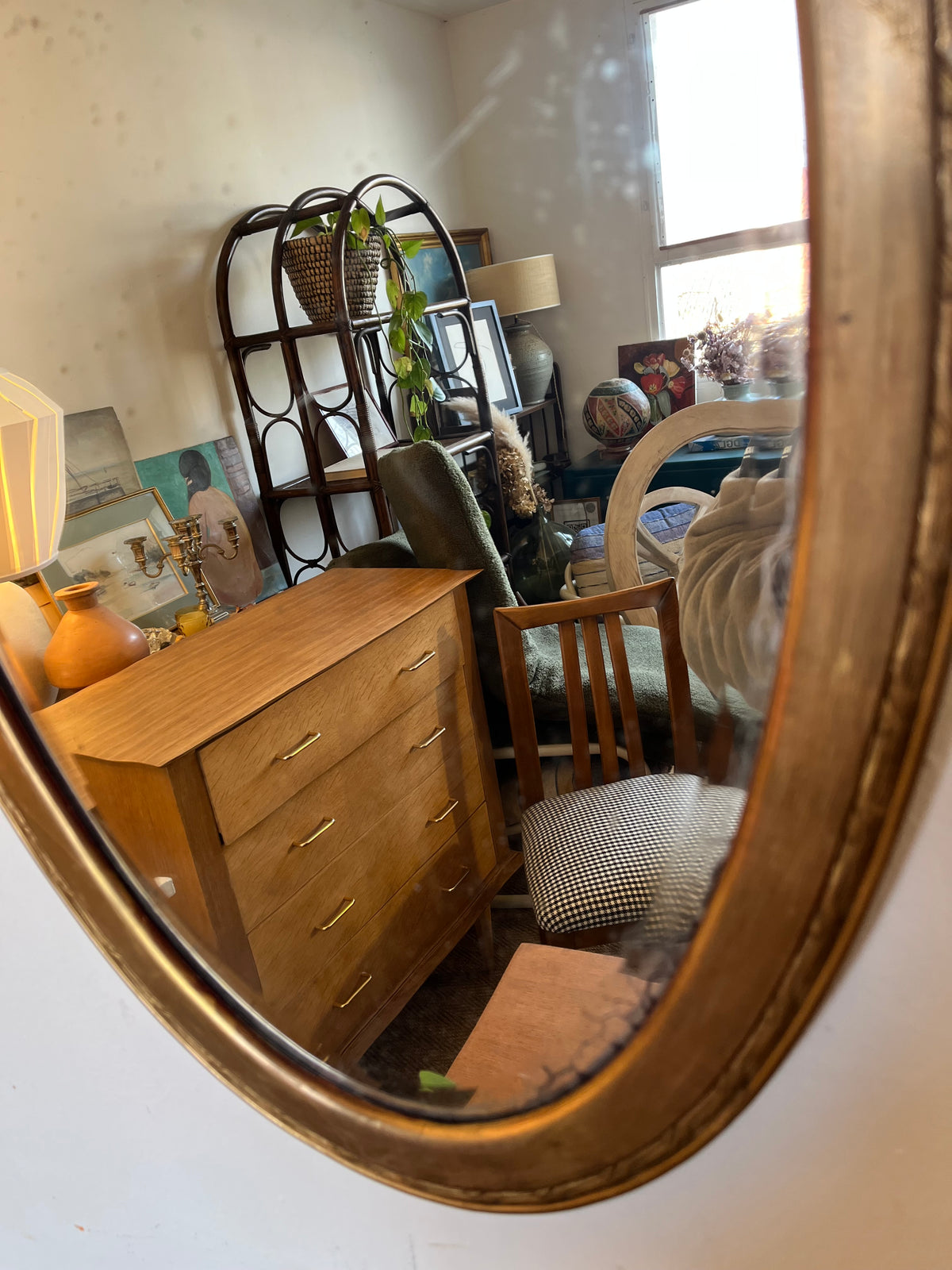 Miroir ovale vintage doré