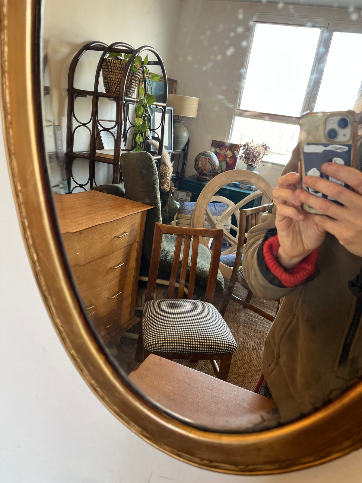 Miroir ovale vintage doré