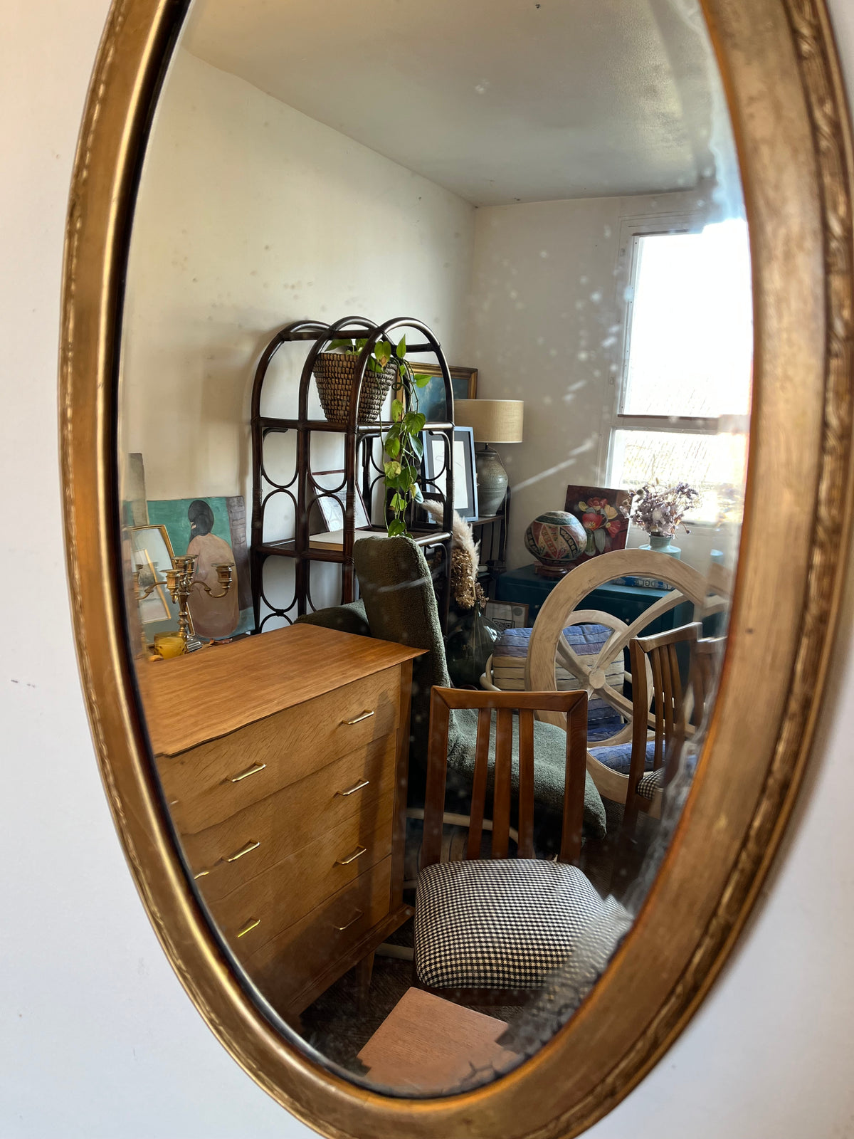 Miroir ovale vintage doré
