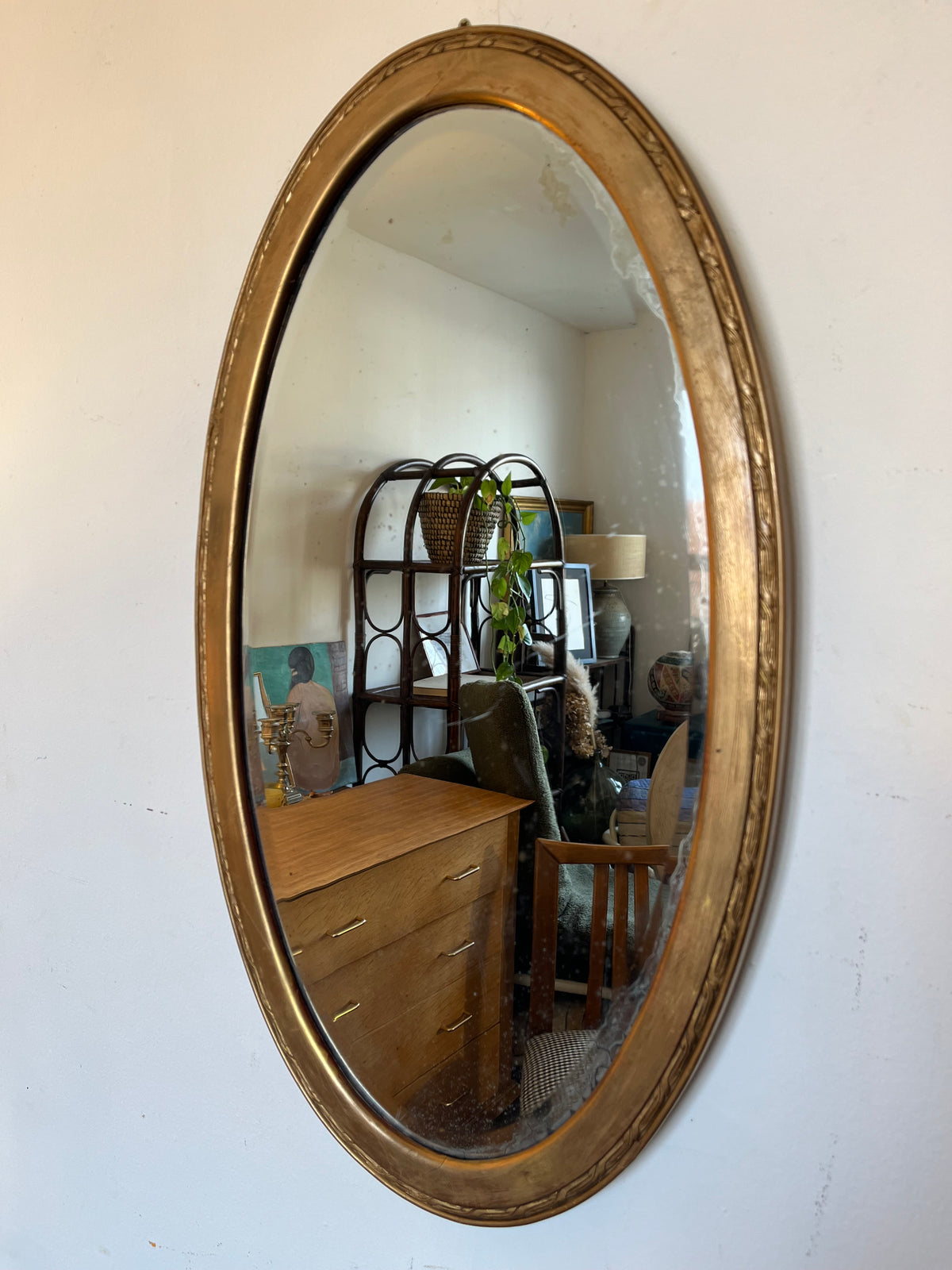 Miroir ovale vintage doré