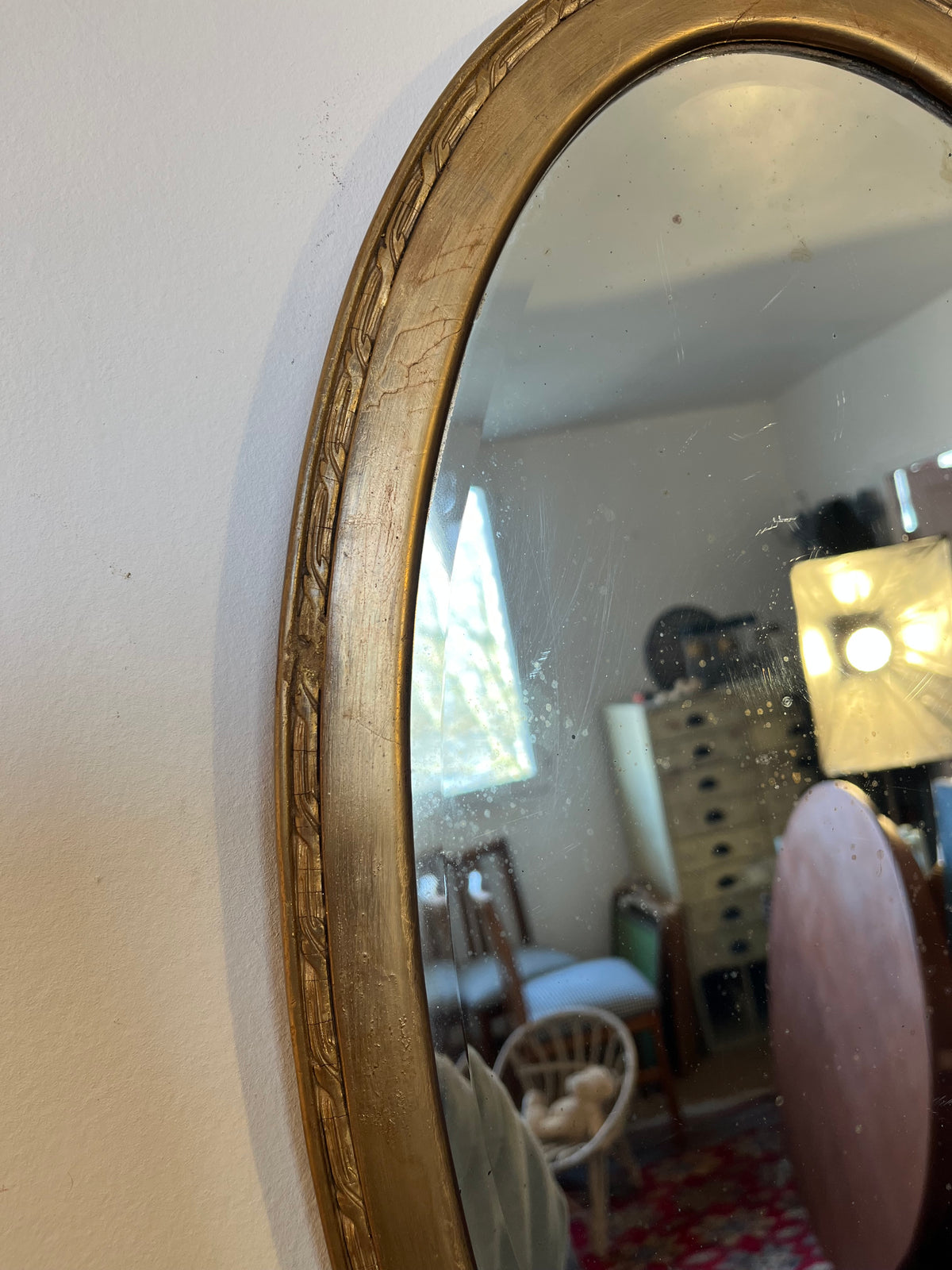 Miroir ovale vintage doré