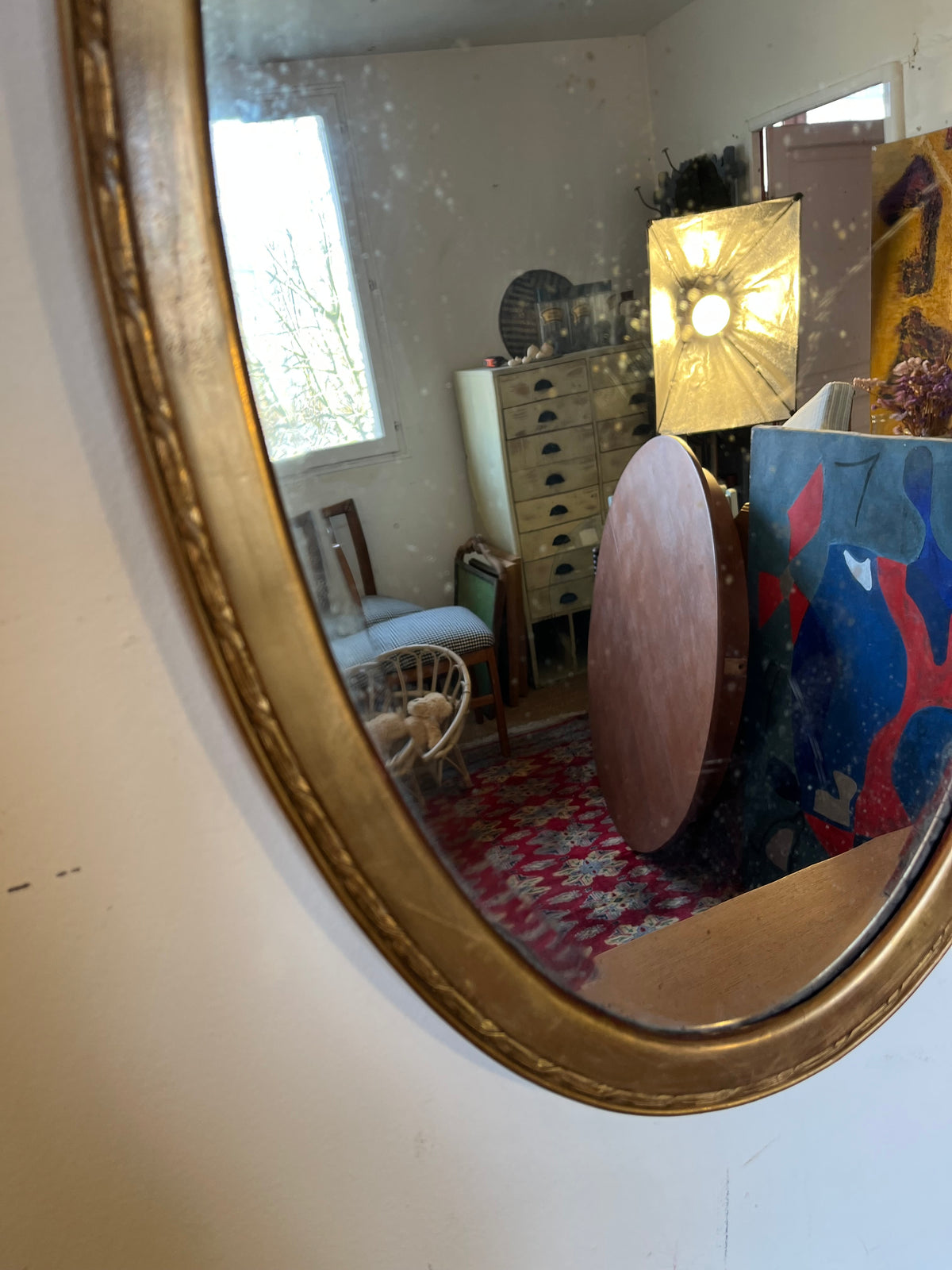 Miroir ovale vintage doré