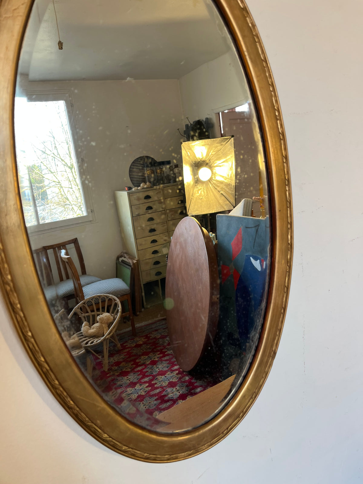 Miroir ovale vintage doré