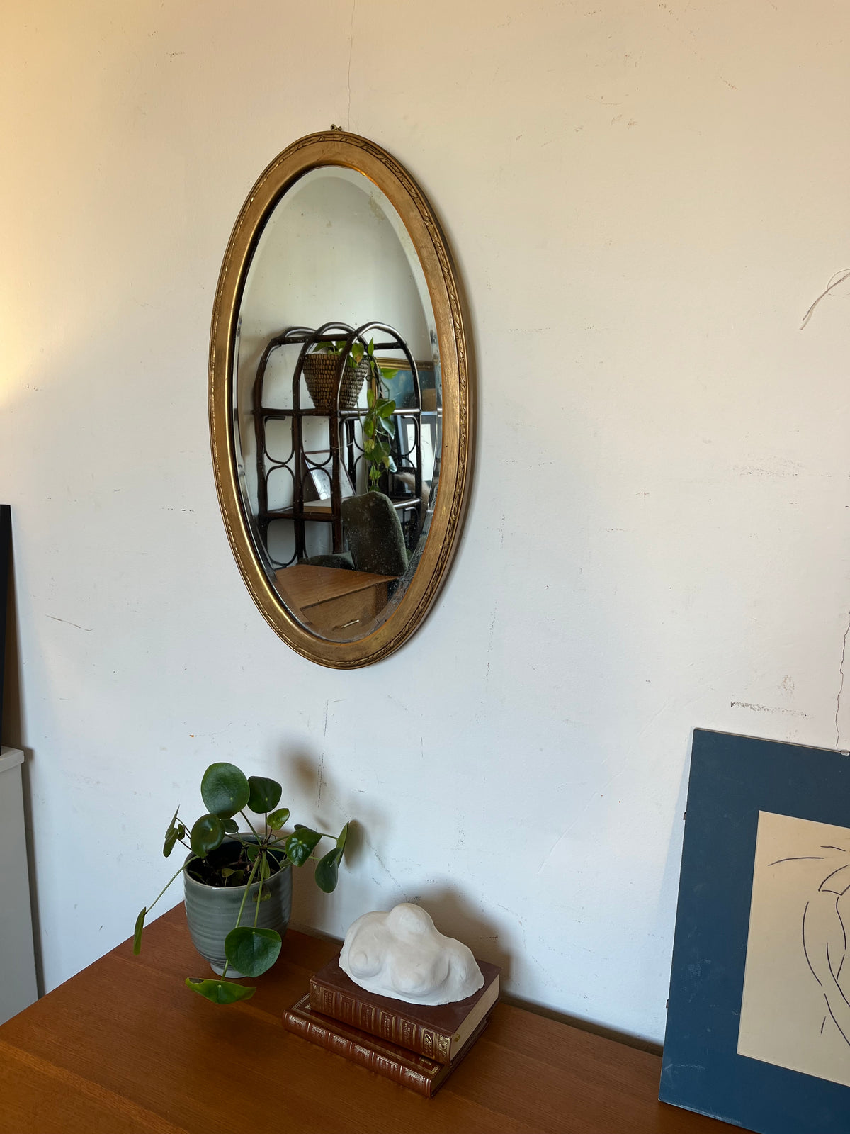 Miroir ovale vintage doré