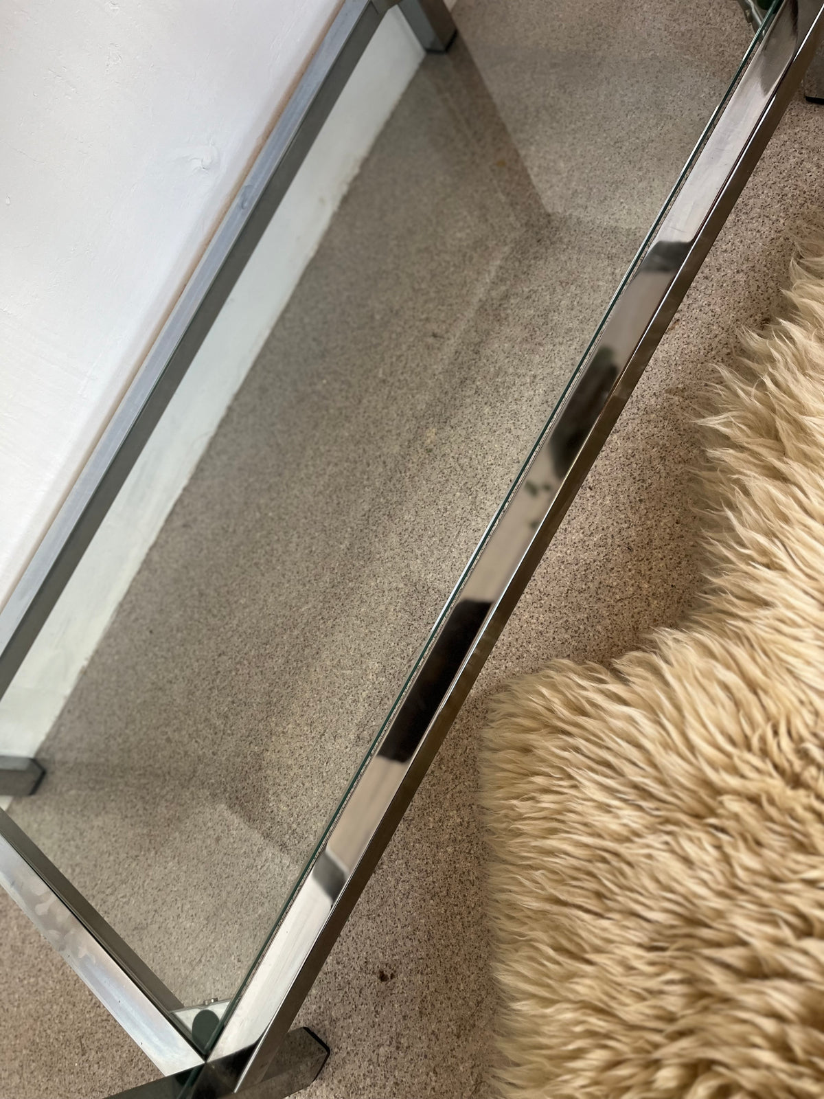 Console en verre et chrome table d'appoint vintage