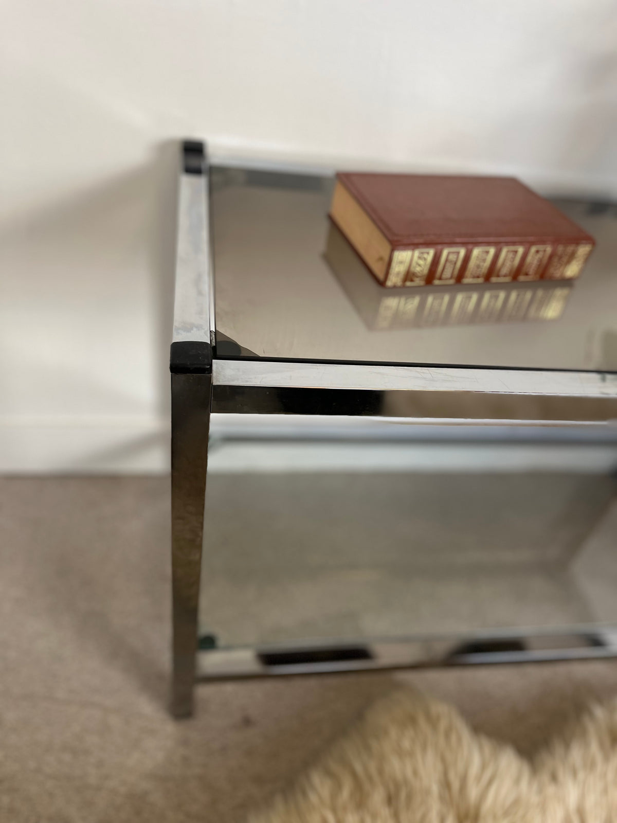 Console en verre et chrome table d'appoint vintage