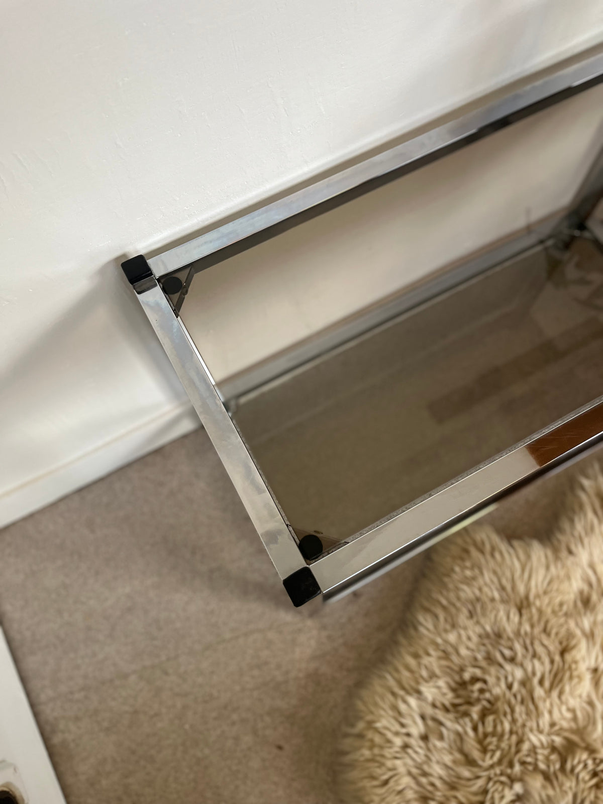 Console en verre et chrome table d'appoint vintage