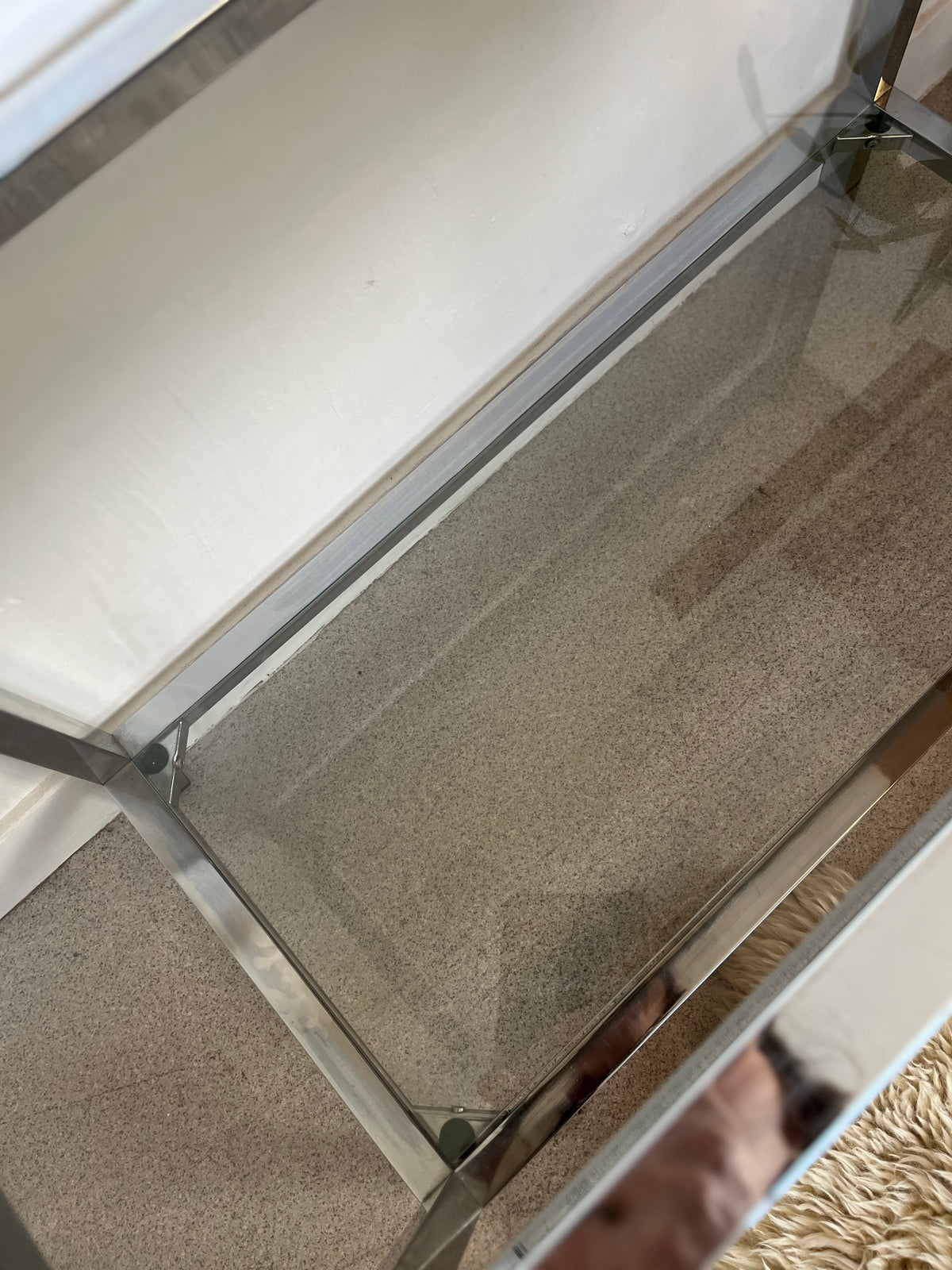 Console en verre et chrome table d'appoint vintage
