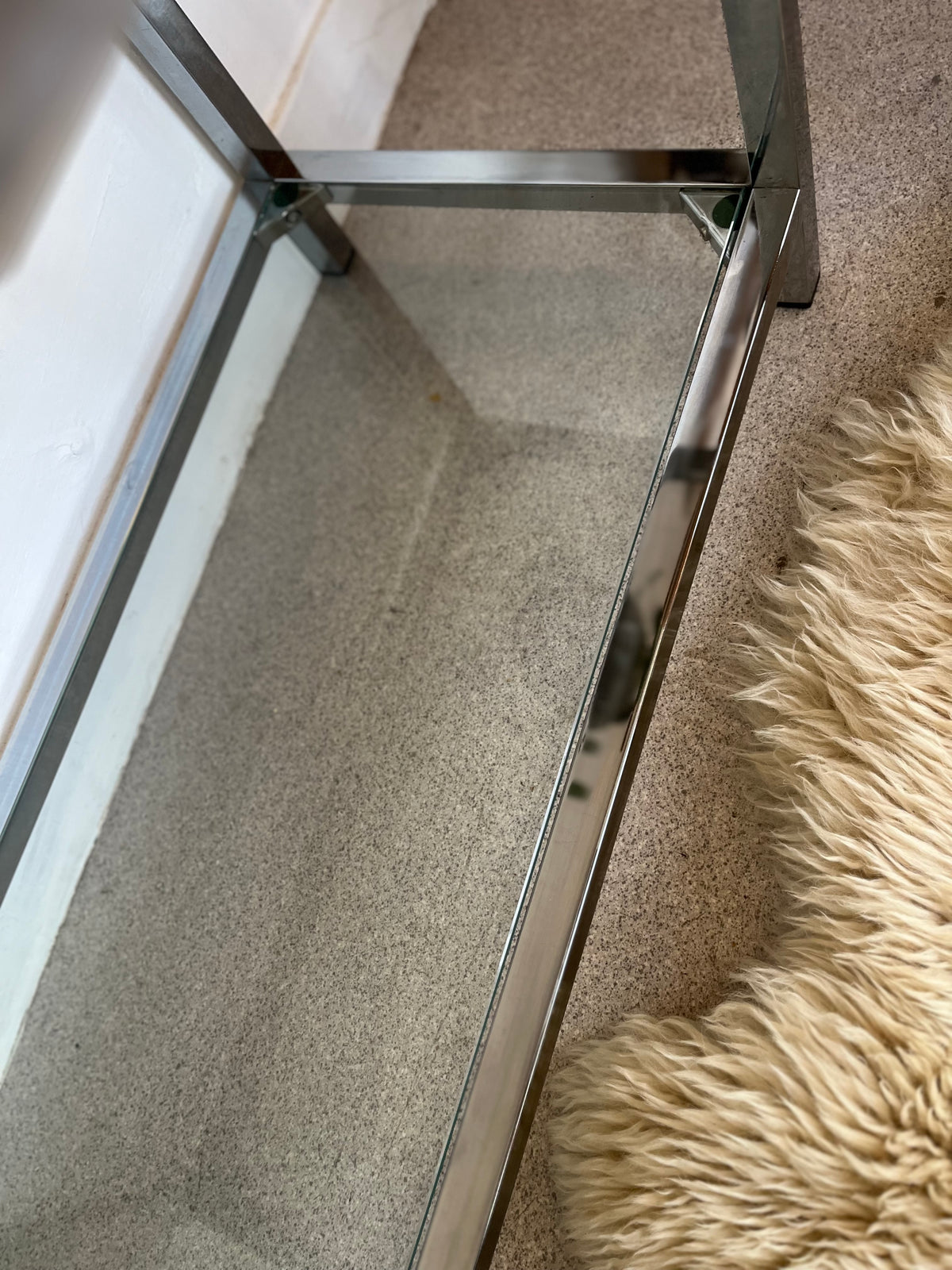 Console en verre et chrome table d'appoint vintage