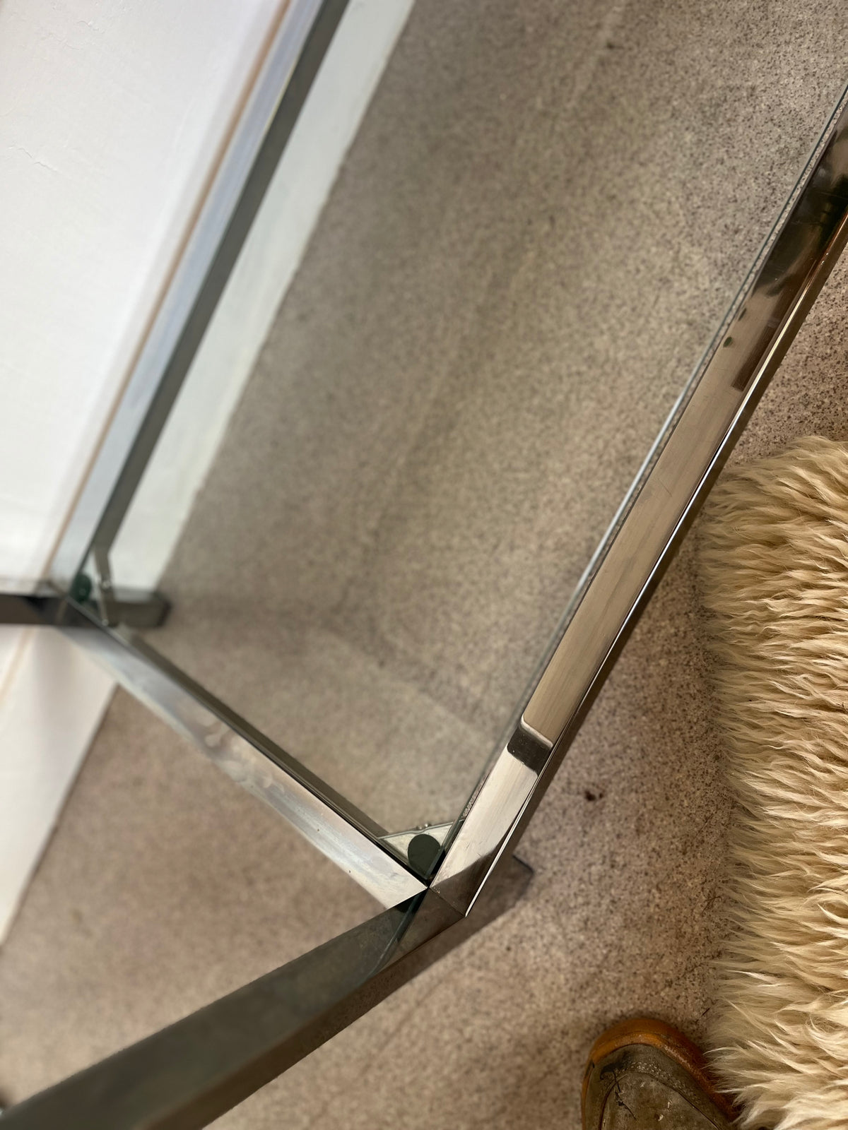 Console en verre et chrome table d'appoint vintage