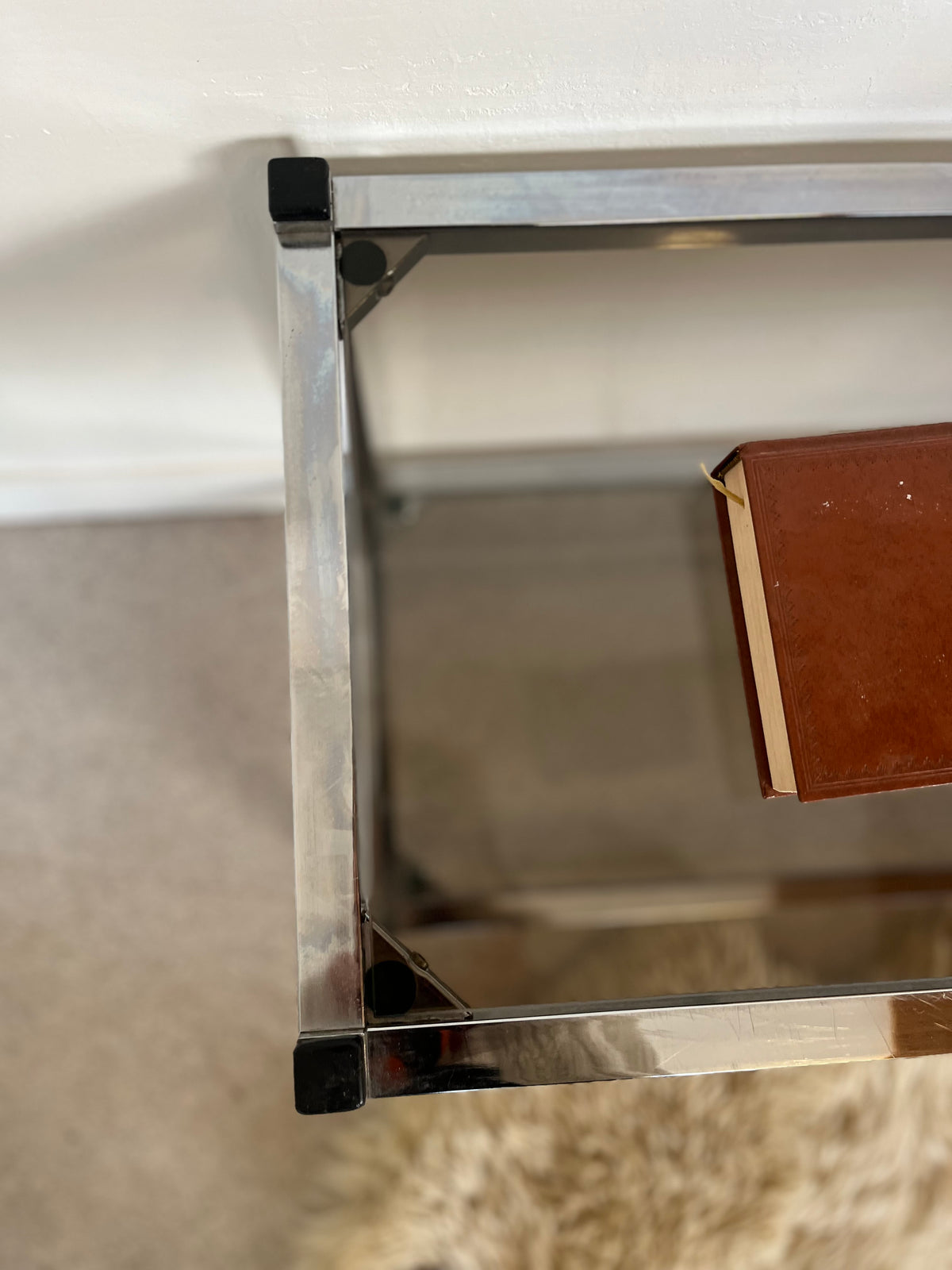 Console en verre et chrome table d'appoint vintage
