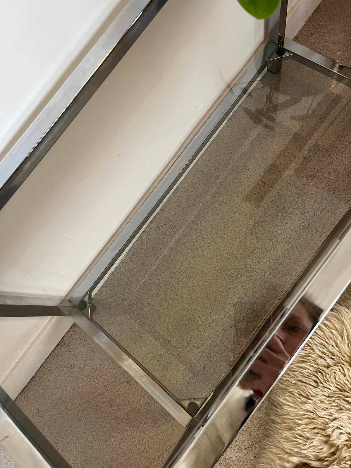 Console en verre et chrome table d'appoint vintage