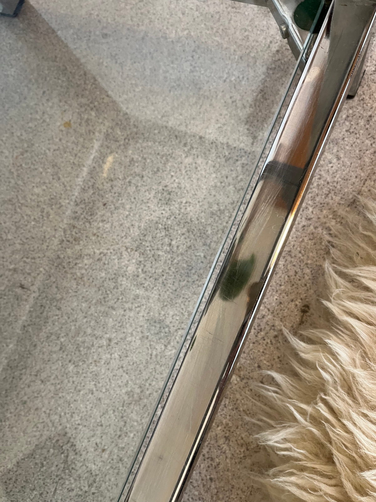Console en verre et chrome table d'appoint vintage