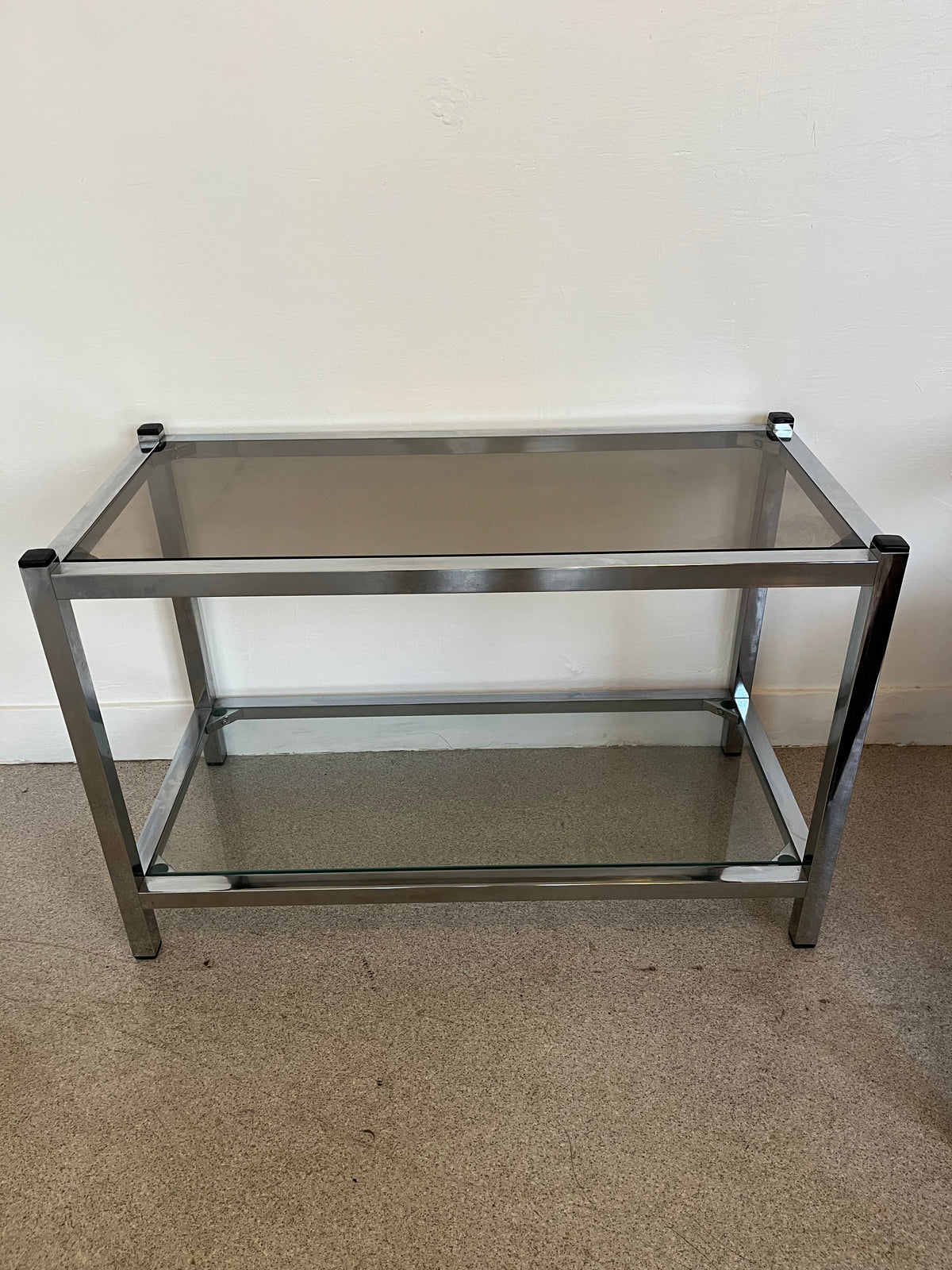 Console en verre et chrome table d'appoint vintage