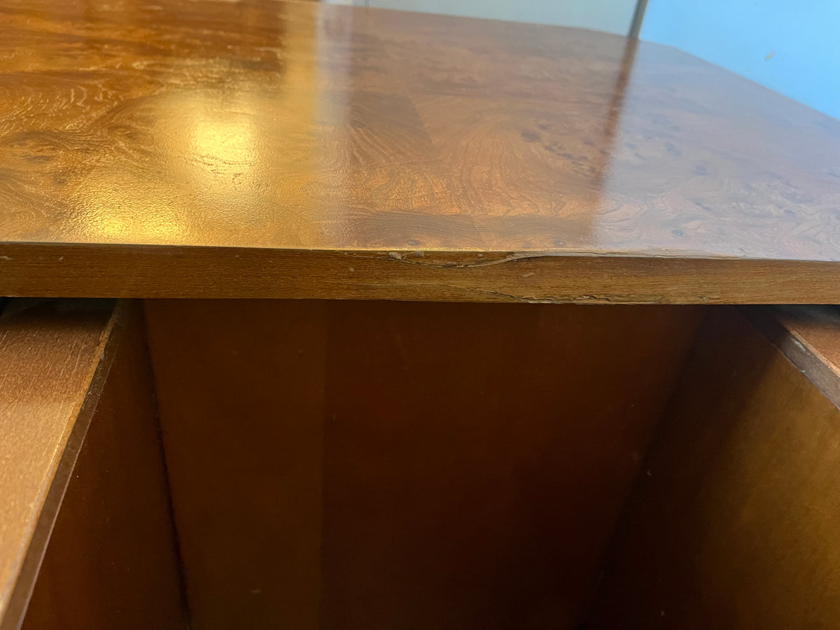 Table basse vintage loupe d'orme bar caché