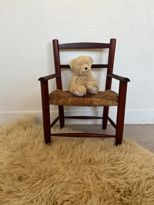 Chaise enfant vintage paille et bois