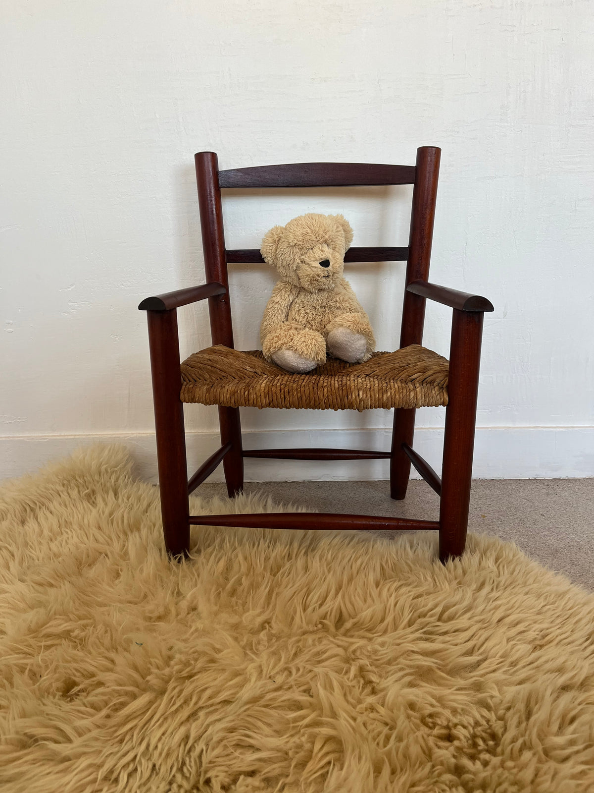 Chaise enfant vintage paille et bois