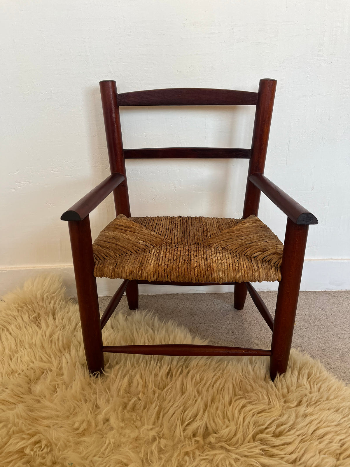 Chaise enfant vintage paille et bois