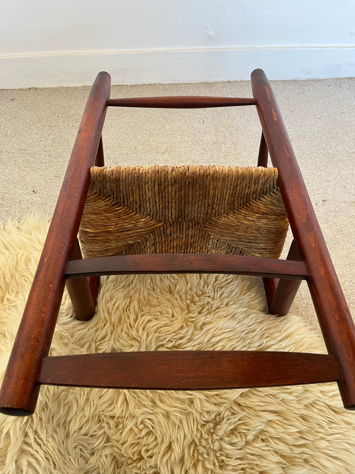 Chaise enfant vintage paille et bois