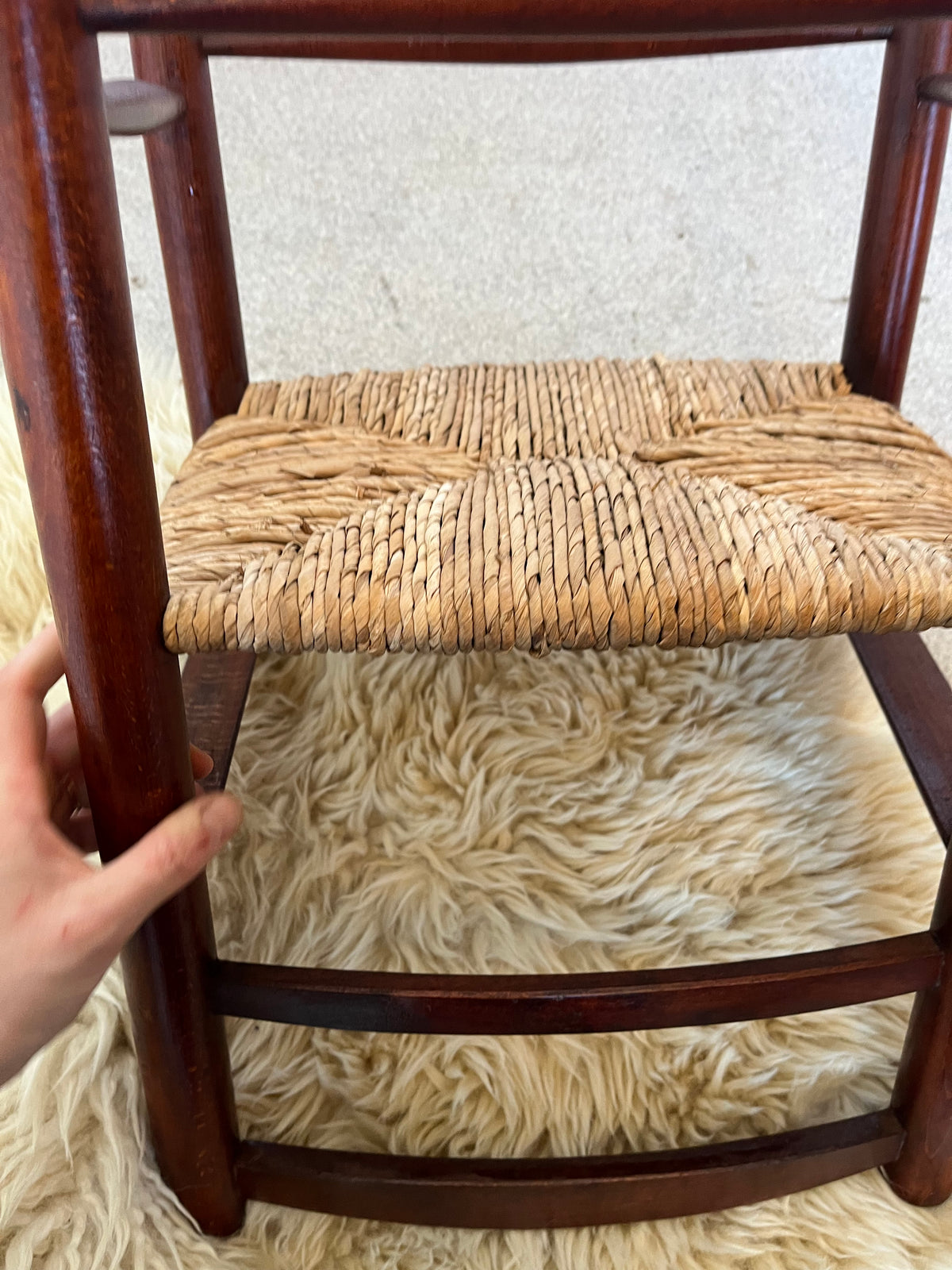 Chaise enfant vintage paille et bois