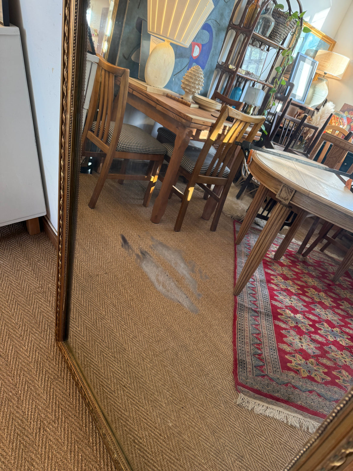Miroir ancien doré bois et stuc