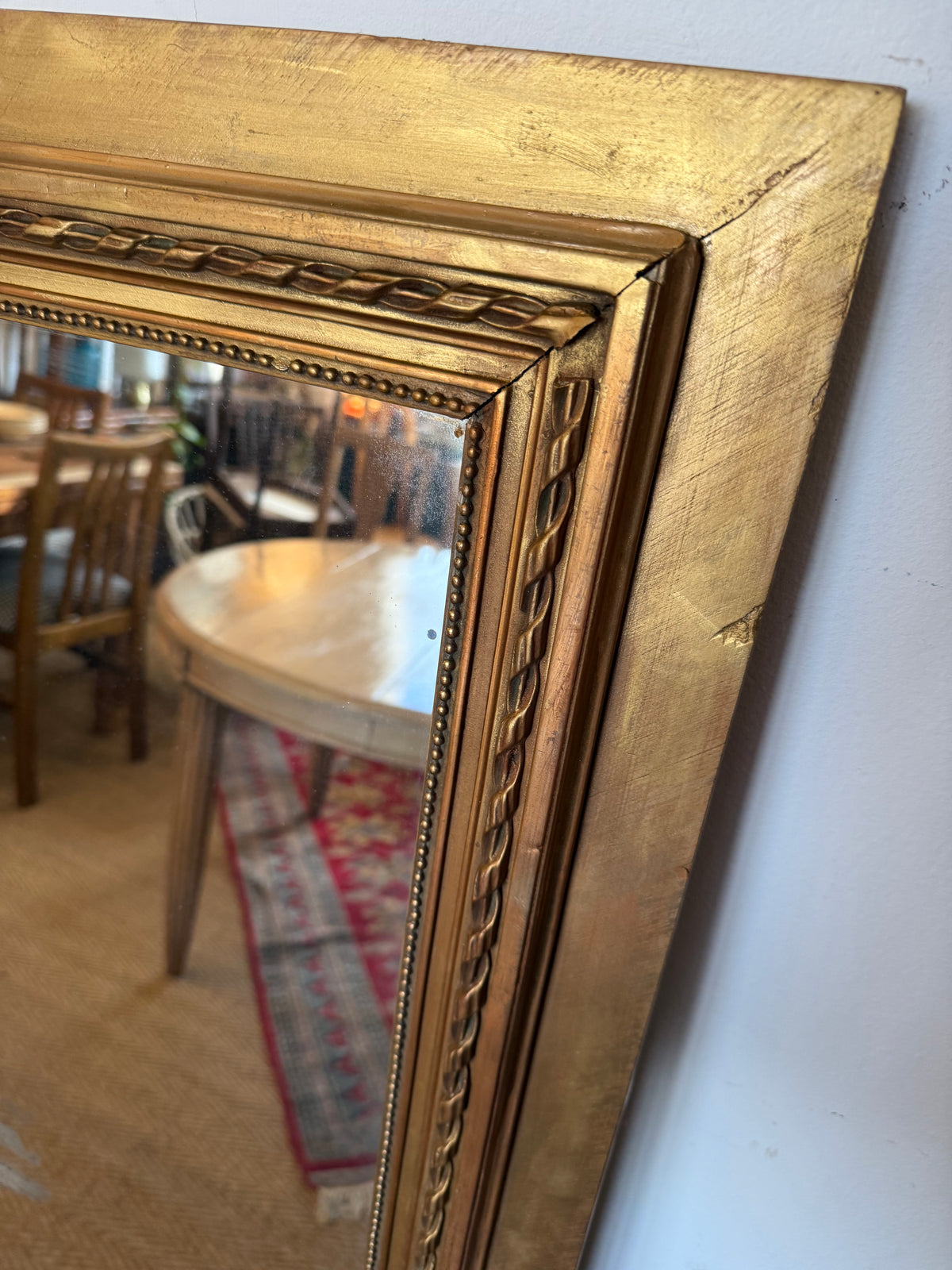 Miroir ancien doré bois et stuc
