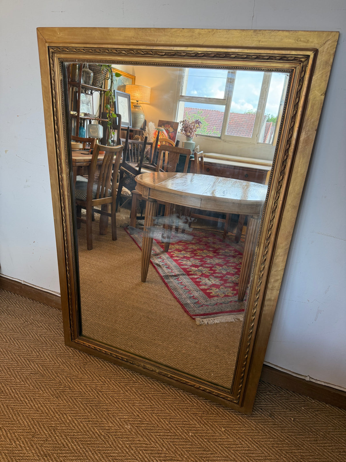 Miroir ancien doré bois et stuc