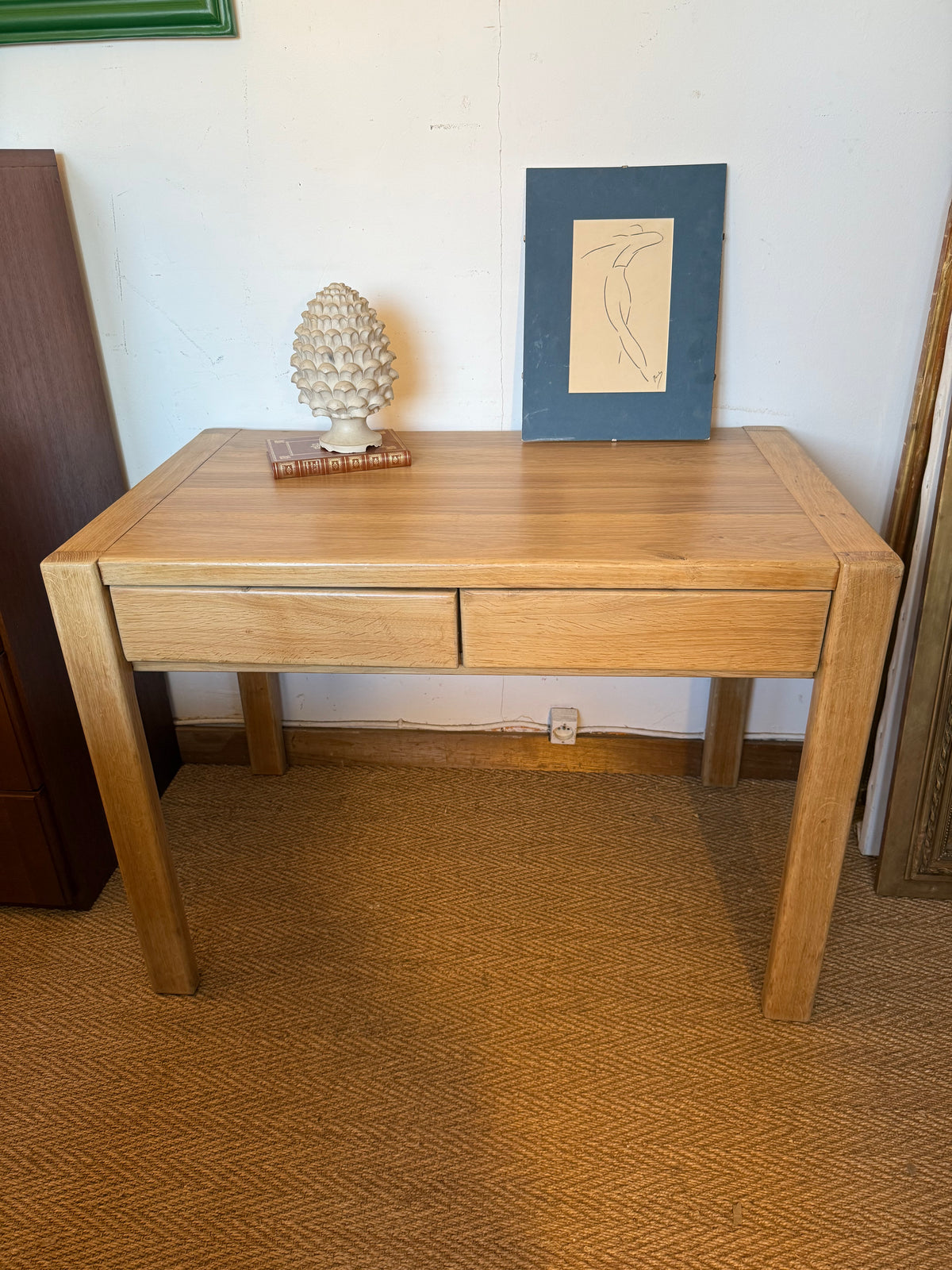Bureau vintage en bois massif esprit Pierre Chapo