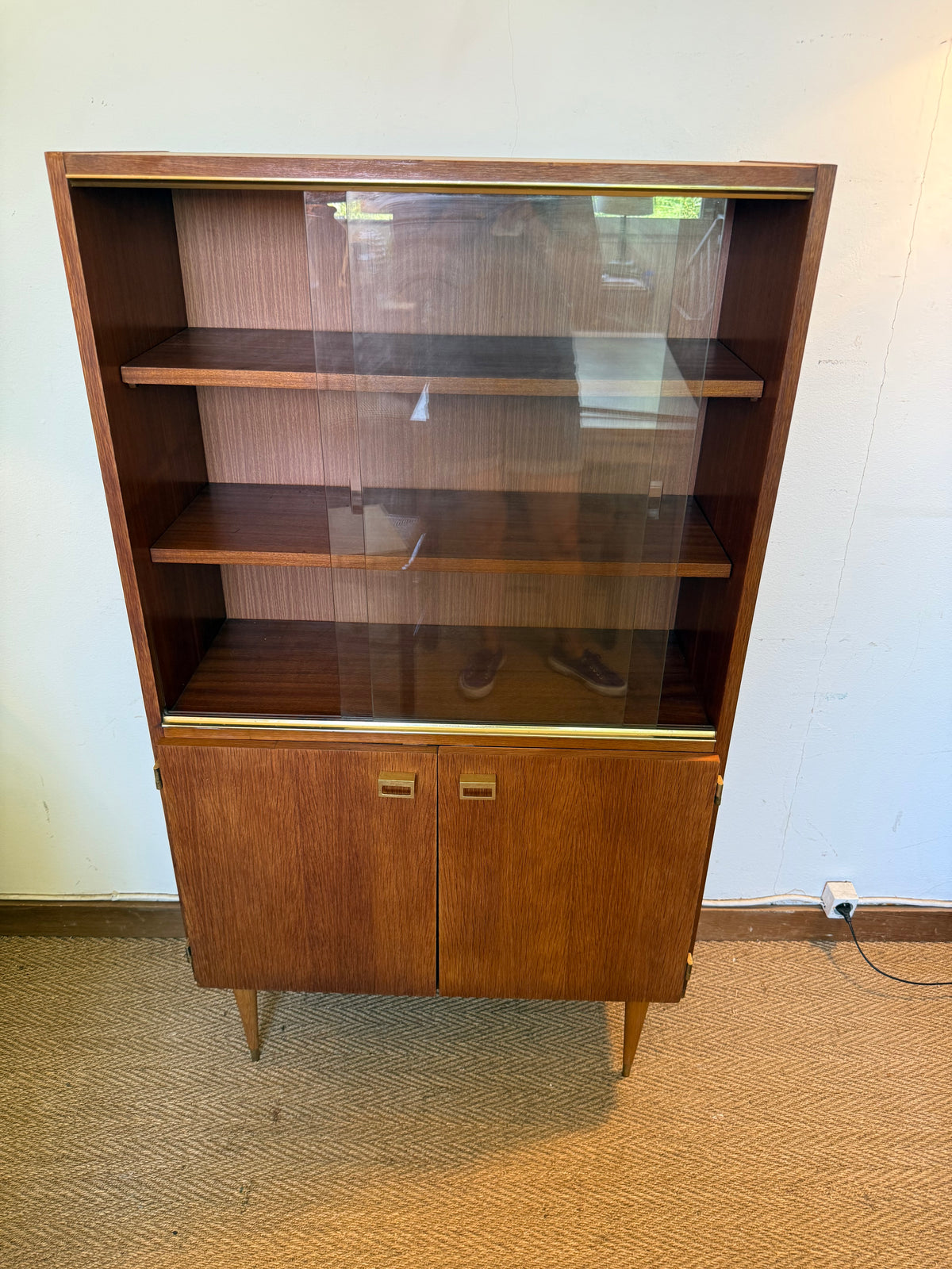 Vaisselier vitrine buffet vintage placage teck