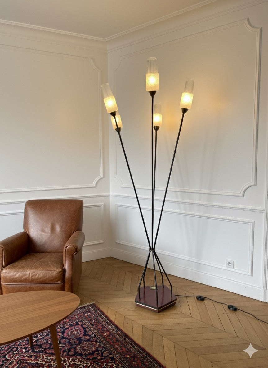 Lampadaire vintage à 5 branches