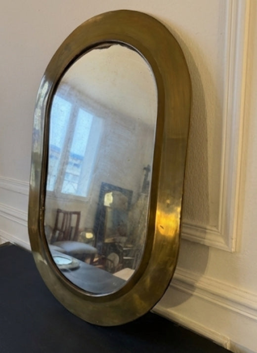 Miroir en laiton doré ancien (artisanat égyptien)